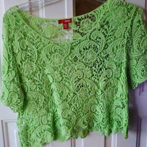 Women's Bongo Green Crochet Crop Top - Size Medium- Used